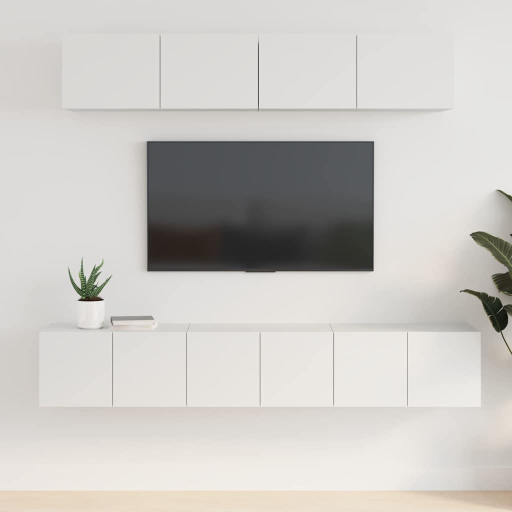 5 Piece TV Cabinet Set Engineered Wood Width 80 cm White