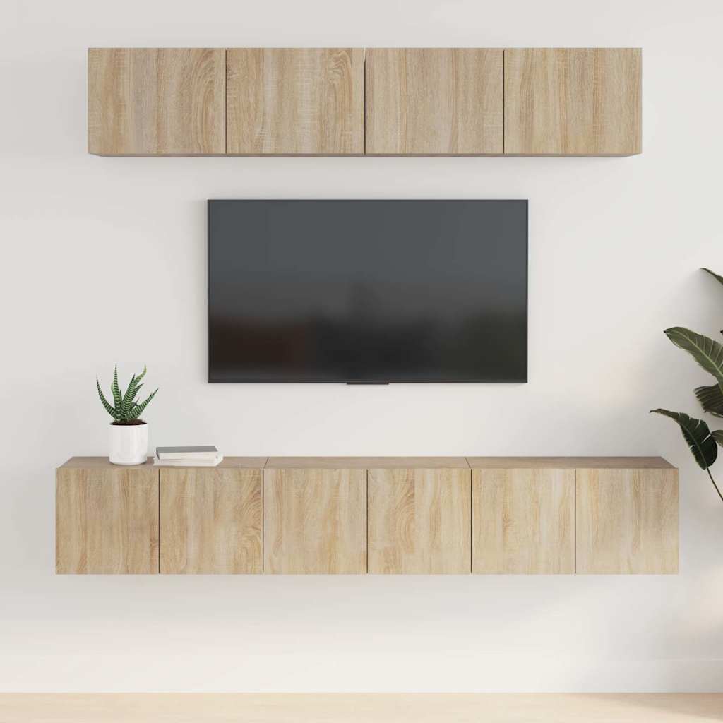 5 Piece TV Cabinet Set Engineered Wood Width 80 cm Sonoma oak