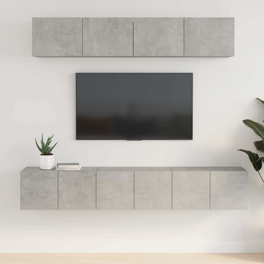 5 Piece TV Cabinet Set Engineered Wood Width 80 cm Concrete grey