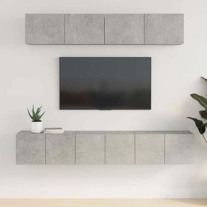 5 Piece TV Cabinet Set Engineered Wood Width 80 cm Concrete grey