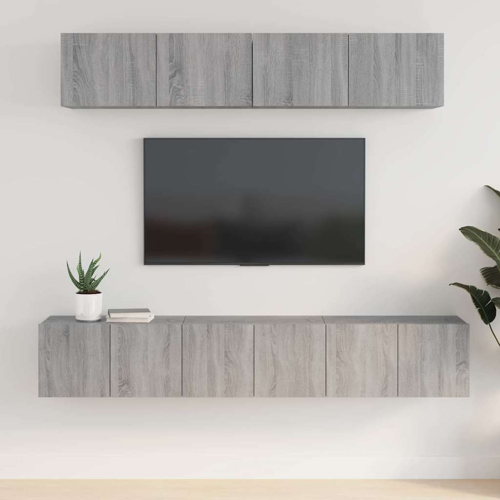 5 Piece TV Cabinet Set Engineered Wood Width 80 cm Grey sonoma