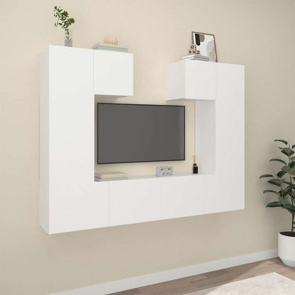 6 Piece TV Cabinet Set Engineered Wood White 80 cm