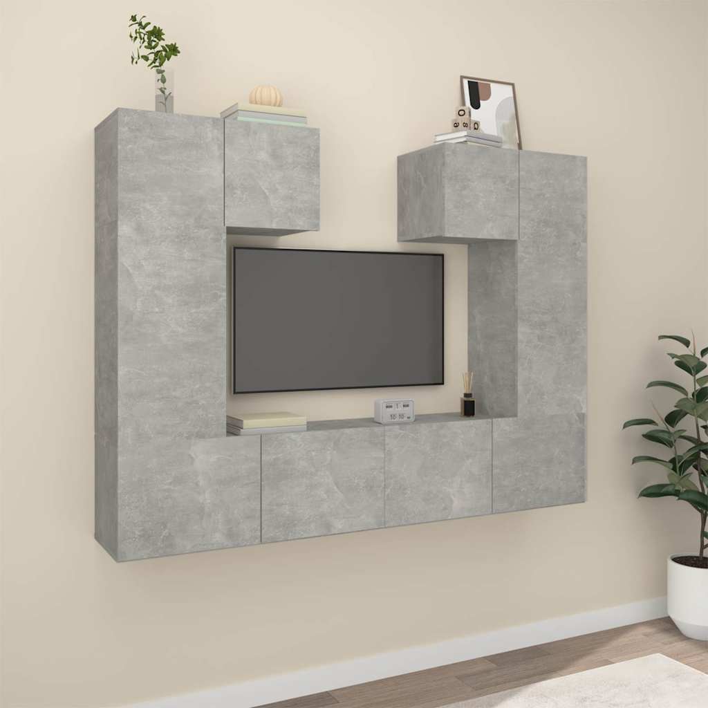 6 Piece TV Cabinet Set Engineered Wood Concrete grey 80 cm