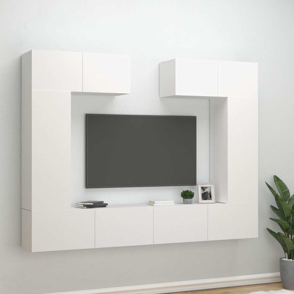 6 Piece TV Cabinet Set Engineered Wood White 100 cm