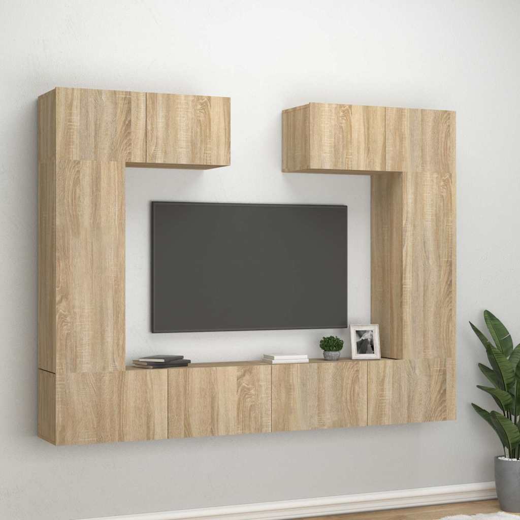 6 Piece TV Cabinet Set Engineered Wood Sonoma oak 100 cm