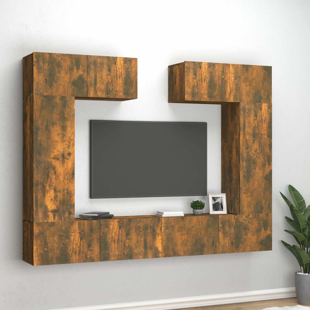 6 Piece TV Cabinet Set Engineered Wood Smoked oak 100 cm