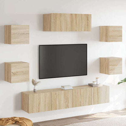 7 Piece TV Cabinet Set Engineered Wood Width 80 cm Sonoma oak