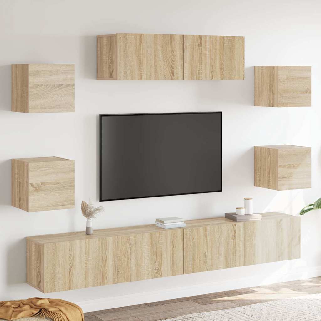 7 Piece TV Cabinet Set Engineered Wood Width 100 cm Sonoma oak