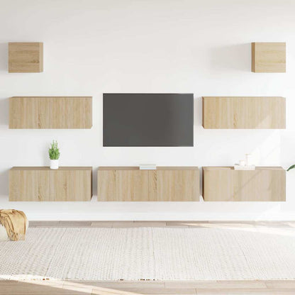 7 Piece TV Cabinet Set Engineered Wood Sonoma oak