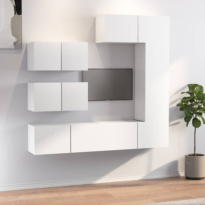 6 Piece TV Cabinet Set Engineered Wood Width 80 cm White