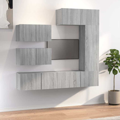 6 Piece TV Cabinet Set Engineered Wood Width 80 cm Grey sonoma