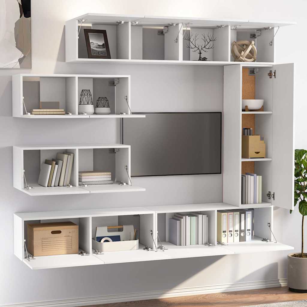 vidaXL 7 Piece TV Cabinet Set White Engineered Wood 3