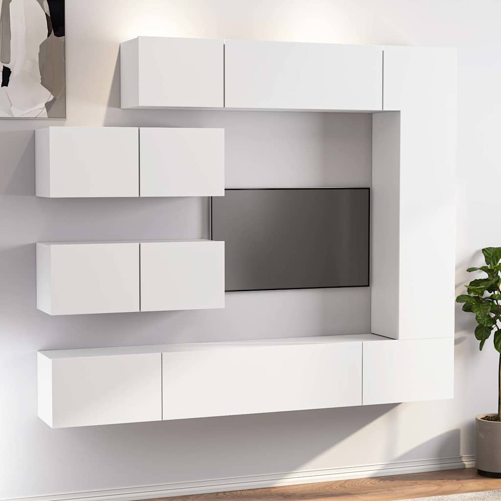 7 Piece TV Cabinet Set Engineered Wood Width 100 cm White