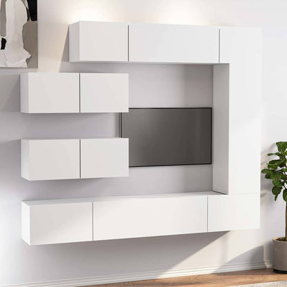 7 Piece TV Cabinet Set Engineered Wood Width 100 cm White