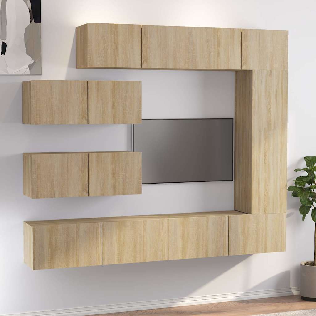7 Piece TV Cabinet Set Engineered Wood Width 100 cm Sonoma oak