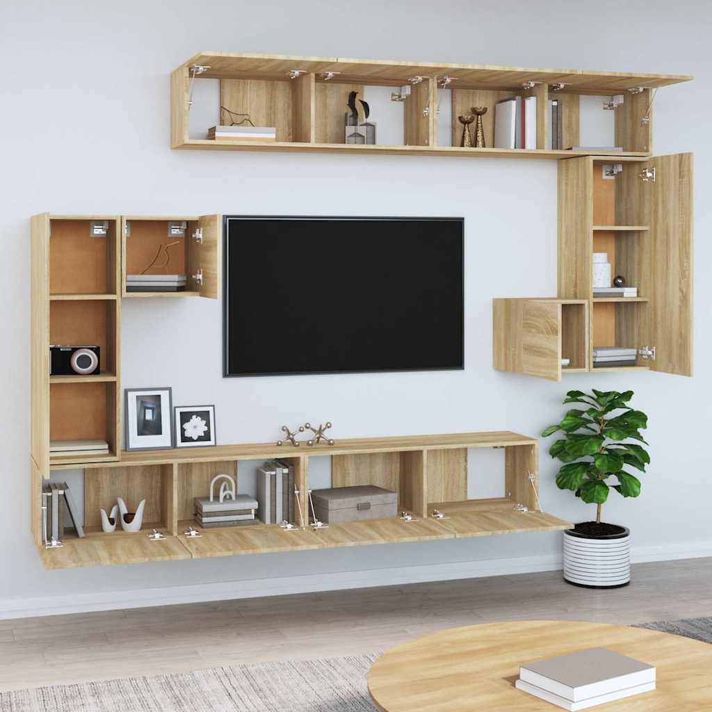 vidaXL Wall-mounted TV Cabinet Sonoma Oak Engineered Wood 3