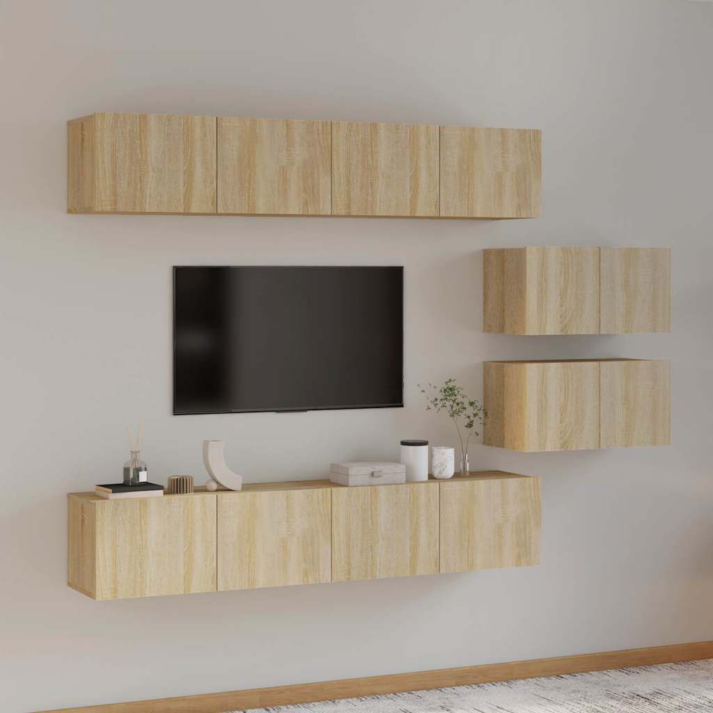 6 Piece TV Cabinet Set Engineered Wood Sonoma oak 80 cm