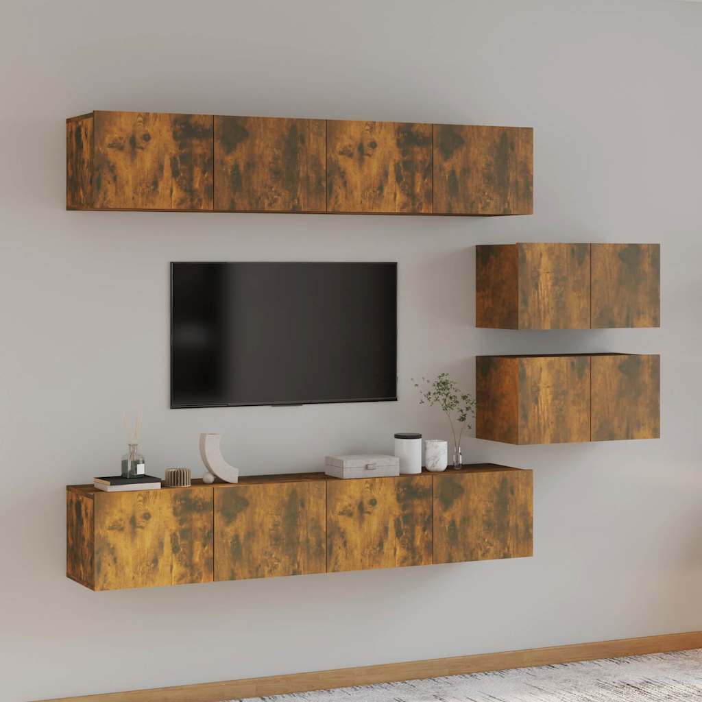 6 Piece TV Cabinet Set Engineered Wood Smoked oak 80 cm