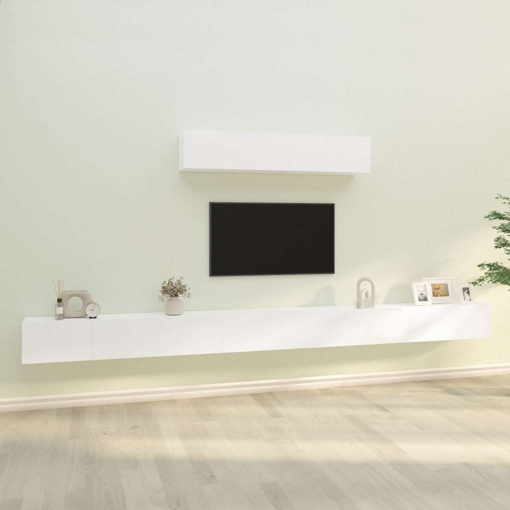 6 Piece TV Cabinet Set Engineered Wood White 100 cm