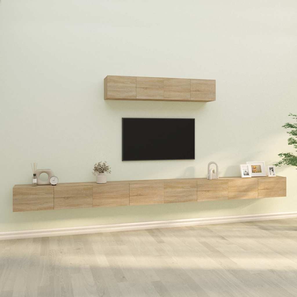 6 Piece TV Cabinet Set Engineered Wood Sonoma oak 100 cm