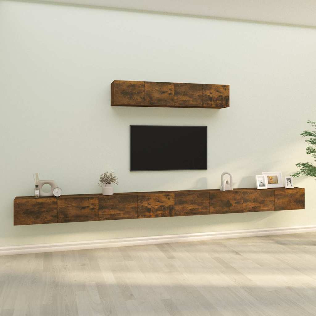 6 Piece TV Cabinet Set Engineered Wood Smoked oak 100 cm