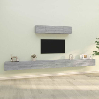 6 Piece TV Cabinet Set Engineered Wood Grey sonoma 100 cm