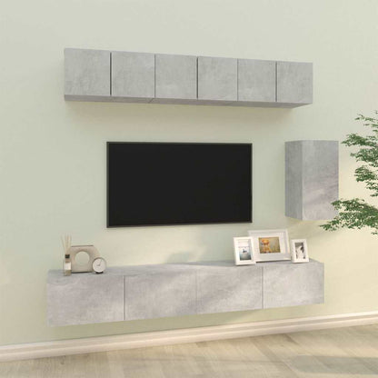 6 Piece TV Cabinet Set Engineered Wood Concrete grey