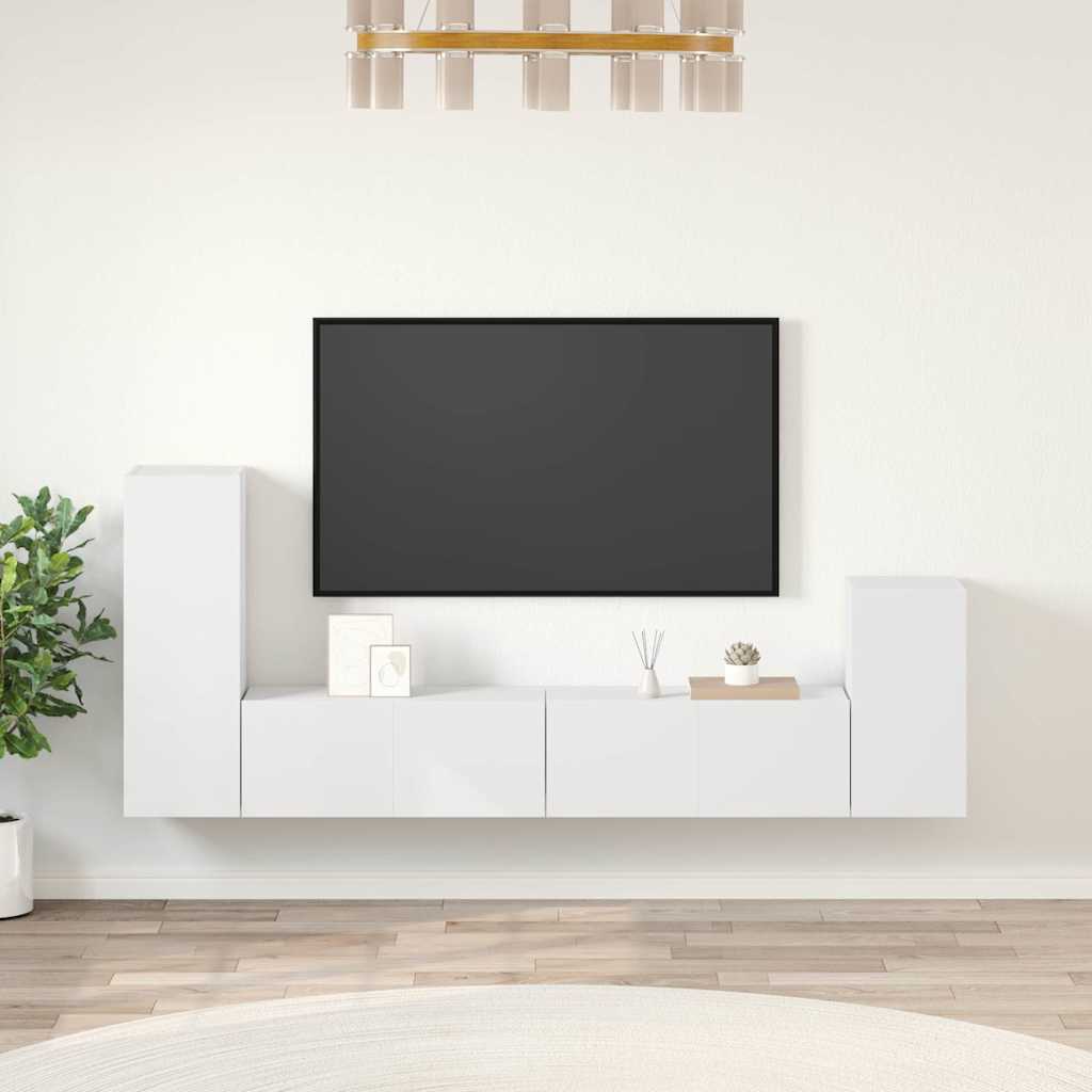 4 Piece TV Cabinet Set Engineered Wood White 80 cm