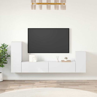 4 Piece TV Cabinet Set Engineered Wood White 80 cm