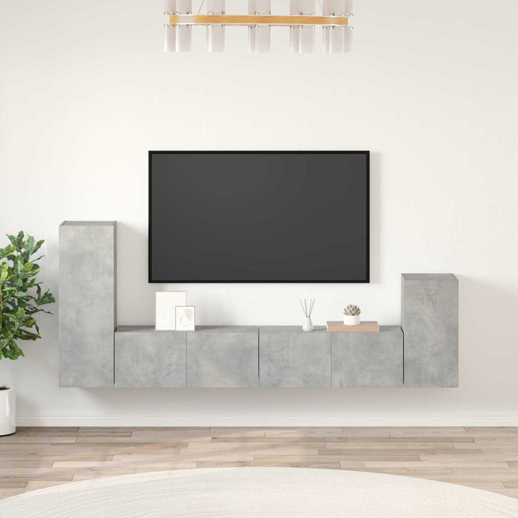 4 Piece TV Cabinet Set Engineered Wood Concrete grey 80 cm