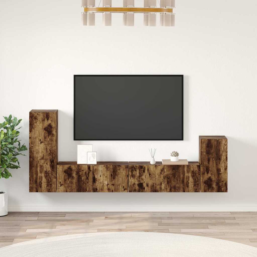 4 Piece TV Cabinet Set Engineered Wood Smoked oak 80 cm