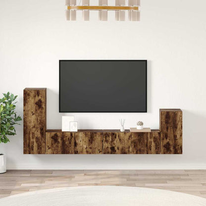 4 Piece TV Cabinet Set Engineered Wood Smoked oak 80 cm