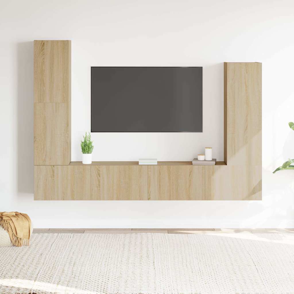 4 Piece TV Cabinet Set Engineered Wood Sonoma oak 100 cm