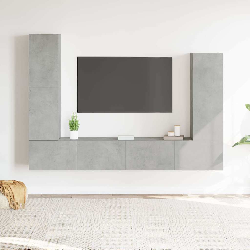 4 Piece TV Cabinet Set Engineered Wood Concrete grey 100 cm
