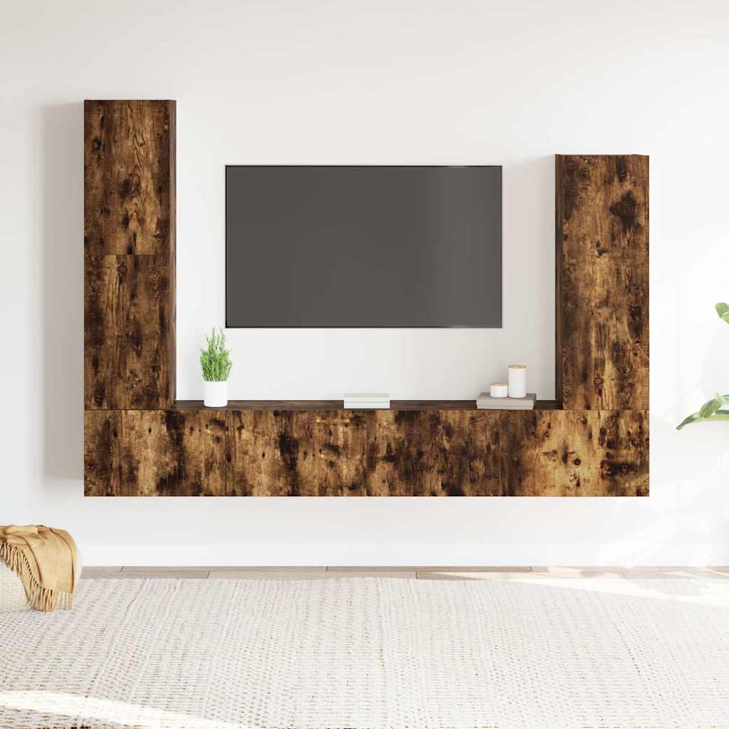 4 Piece TV Cabinet Set Engineered Wood Smoked oak 100 cm