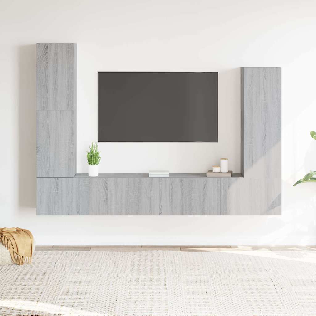 4 Piece TV Cabinet Set Engineered Wood Grey sonoma 100 cm