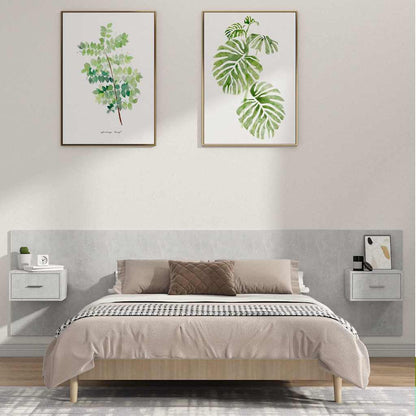 Bed Headboard with Cabinets Engineered Wood One Drawer Concrete grey