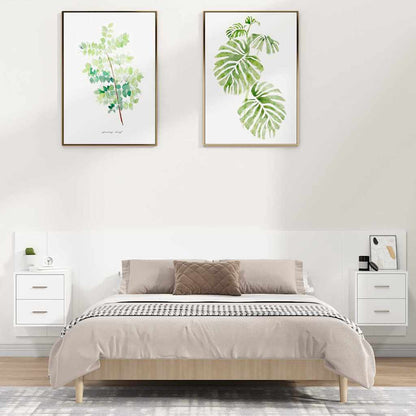 Bed Headboard with Cabinets Engineered Wood Two Drawers White