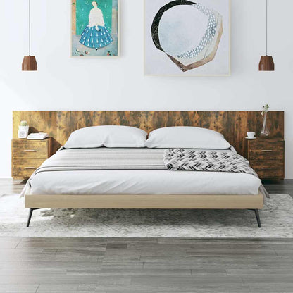 Bed Headboard with Cabinets Engineered Wood Two Drawers Smoked oak