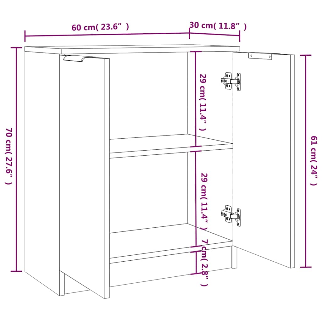 Sideboards 2 pcs 60x30x70 cm Engineered Wood White
