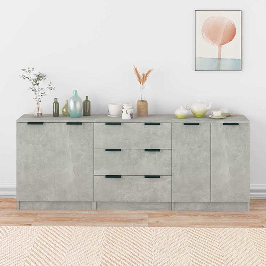 3 Piece Sideboards Engineered Wood Concrete grey