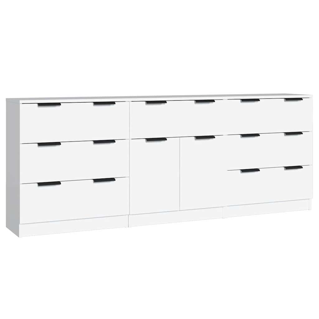 3 Piece Sideboards Engineered Wood White