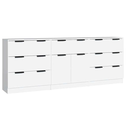 3 Piece Sideboards Engineered Wood White