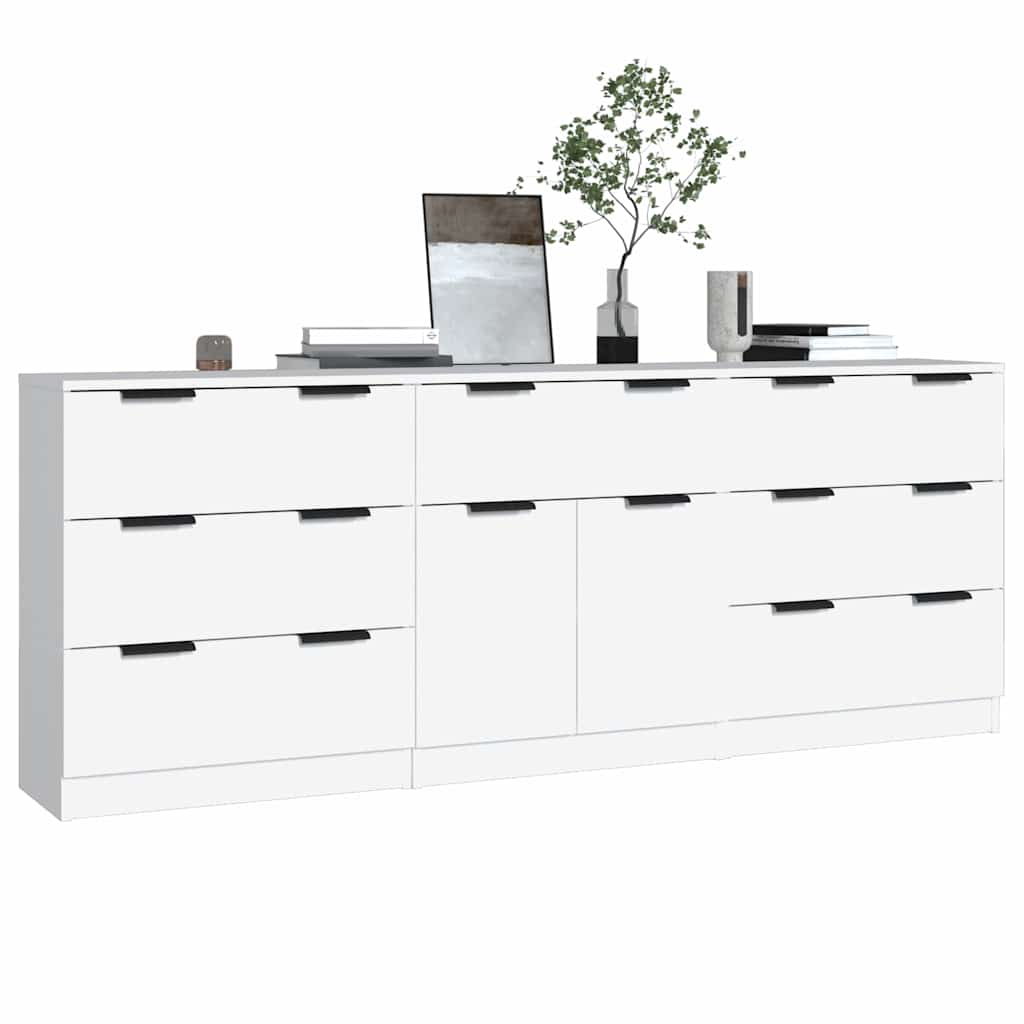 3 Piece Sideboards Engineered Wood White