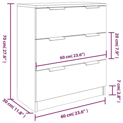 3 Piece Sideboards Engineered Wood White