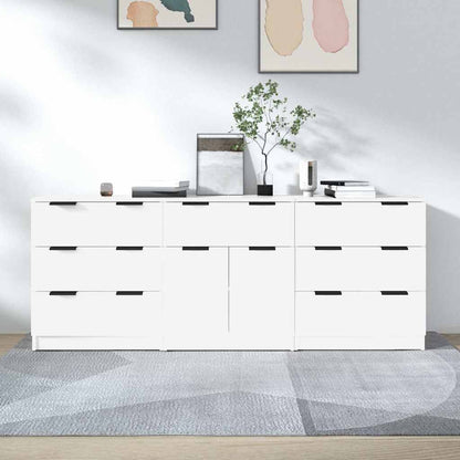 3 Piece Sideboards Engineered Wood White