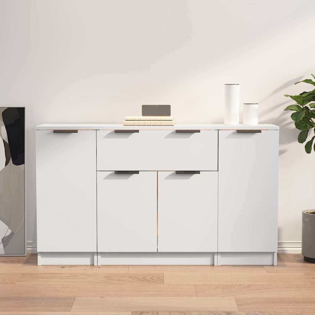 Sideboards 3 pcs Engineered Wood White