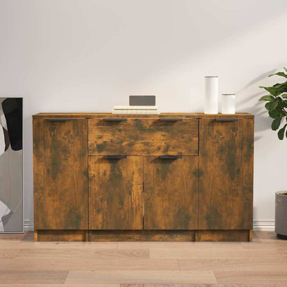 Sideboards 3 pcs Engineered Wood Smoked oak