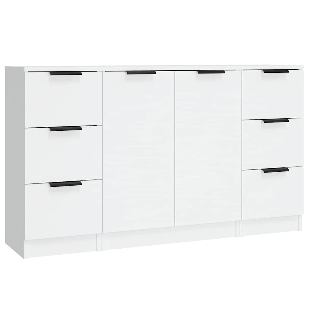 Sideboards 3 pcs Engineered Wood White