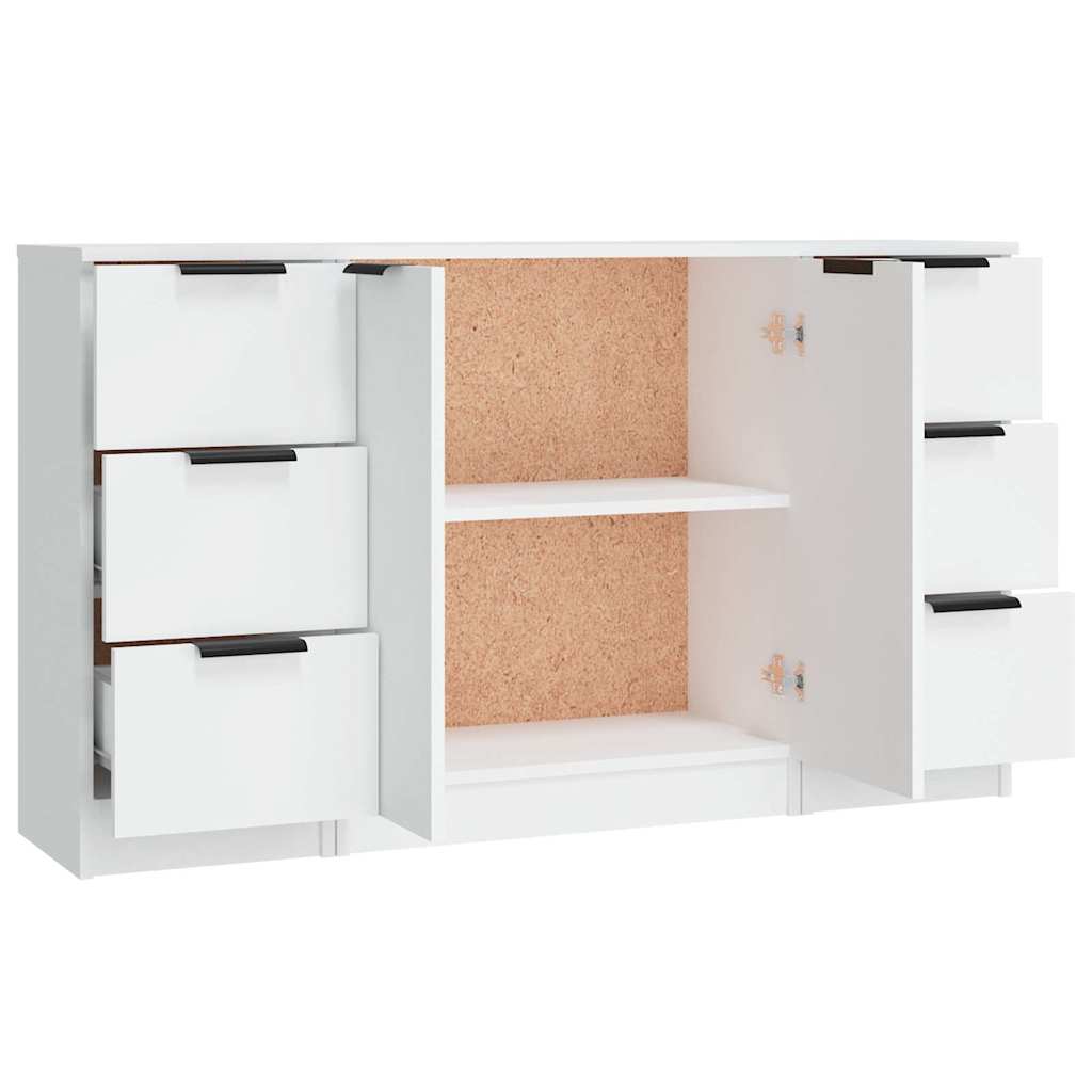Sideboards 3 pcs Engineered Wood White